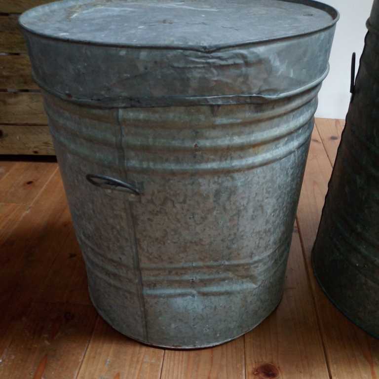 ブリキ缶　2個セット　②　サビ少ない　凹み　　収納　スタッキング　アンティーク_7