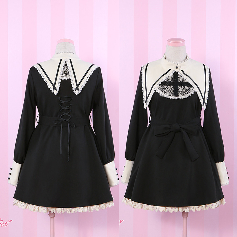 暗黒十字架シスターワンピース ゆめかわいい やみかわいい 原宿 しゅくれどーる ロリータ Qun To Bobon21 Wego Mサイズ 売買されたオークション情報 Yahooの商品情報をアーカイブ公開 オークファン Aucfan Com