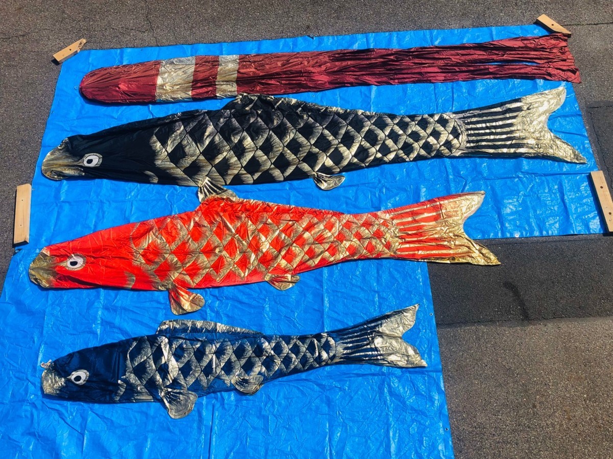 伝統太郎鯉　手染　廣重　鯉のぼり 伝統太郎鯉 | Yahoo!オークション - こいのぼり 歌川広重 4mセット桐