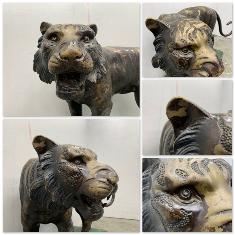 T3655☆極上の逸品☆大迫力☆トラ☆虎☆ブロンズ像☆置物☆銅製☆特大