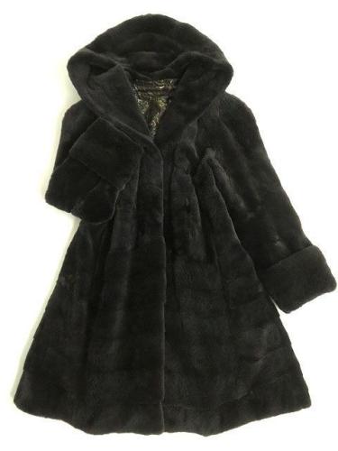 極美品▽MINK シェアードミンク フード付き 裏地ペイズリー柄 本毛皮 