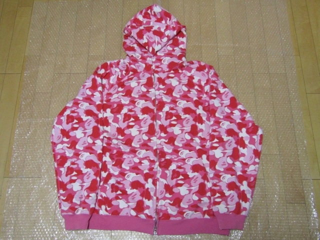 A BATHING APE BAPE PINK MULTI CAMO FULL ZIP HOODIE XL エイプ