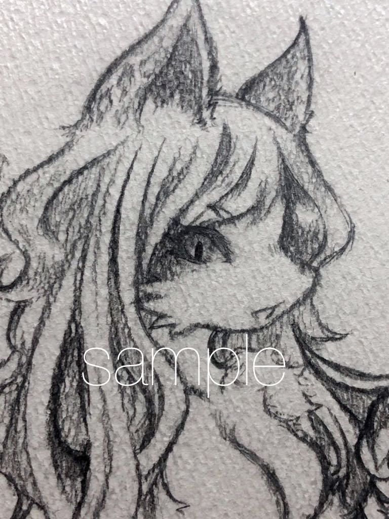 手描きイラスト オリジナル メスケモ 猫 ネズミ(手描きイラスト)|売買