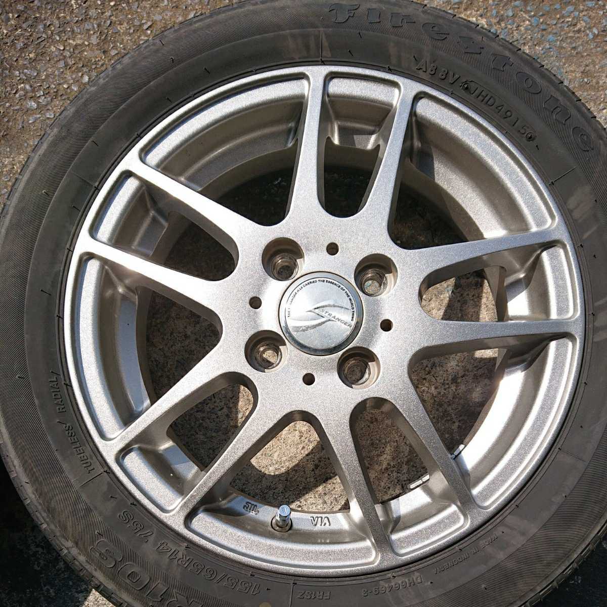社外14インチアルミホイールタイヤ付き4本セット！14×4.5j＋44 4/100