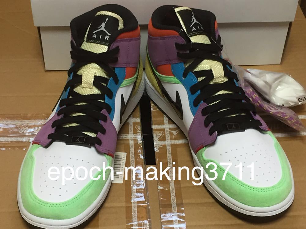 23.5cm US6.5 即決 国内正規新品 NIKE WMNS AIR JORDAN 1 MID SE MULTICOLOR ナイキ ジョーダン マルチカラー クレイジー CW1140-100