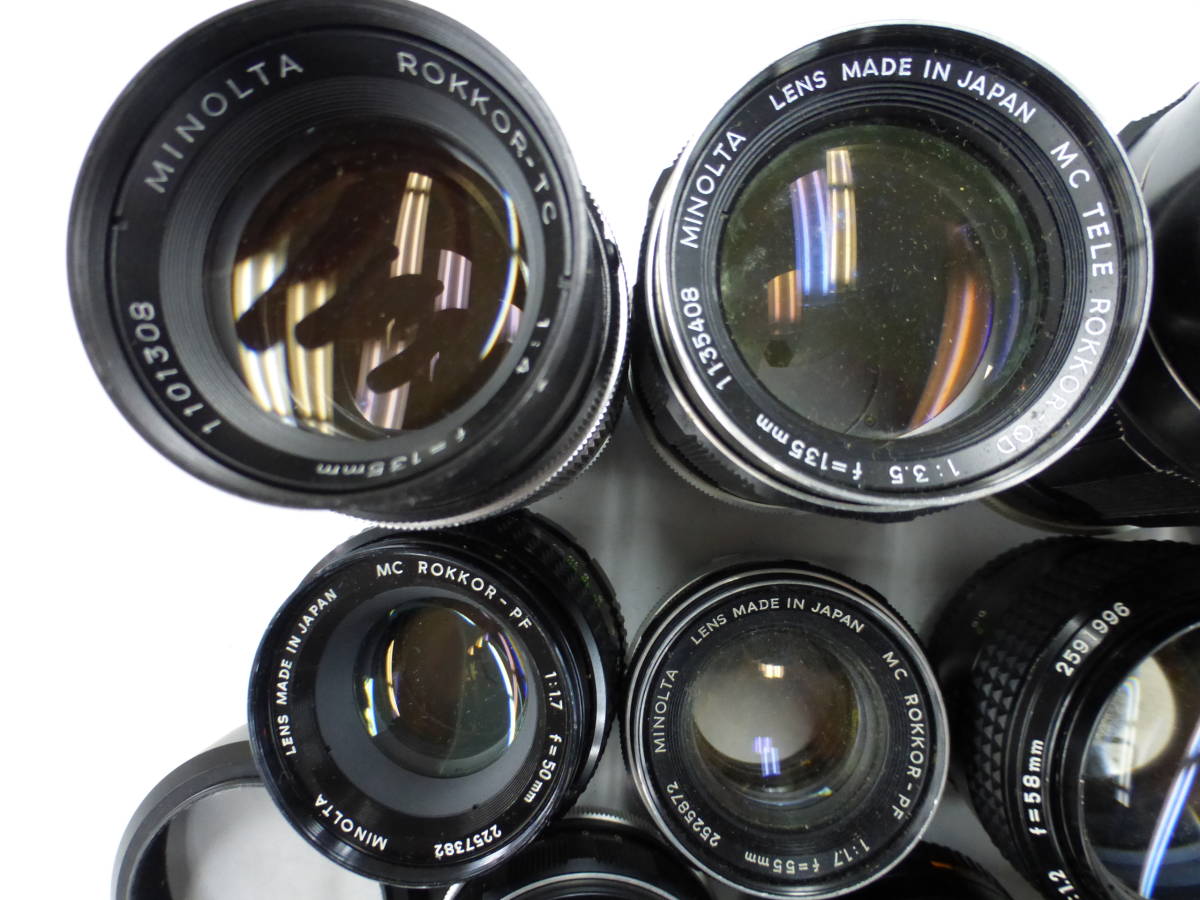 MINOLTA ROKKOR-PF ROKKOR-PG レンズ まとめ ジャンク ジャンク レンズ MINOLTA MC ROKKOR-PG 58mm 1.2 MC ROKKOR-PF 50mm