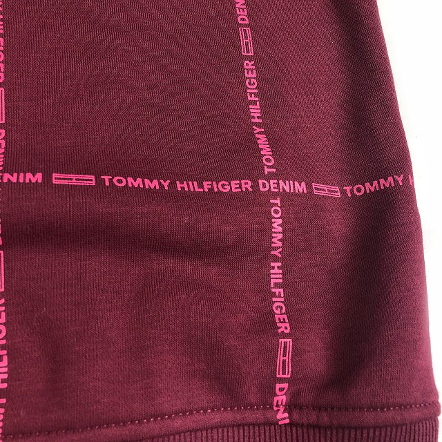 Tommy Jeans Hilfiger Denton Sports Charcoal 1円～!売切!【正規新品】TOMMY HILFIGER DENIM クルーネック トレーナー フラッグロゴ 裏起毛 高品質 男女兼用(XL)ボルドー 総柄 181214-30