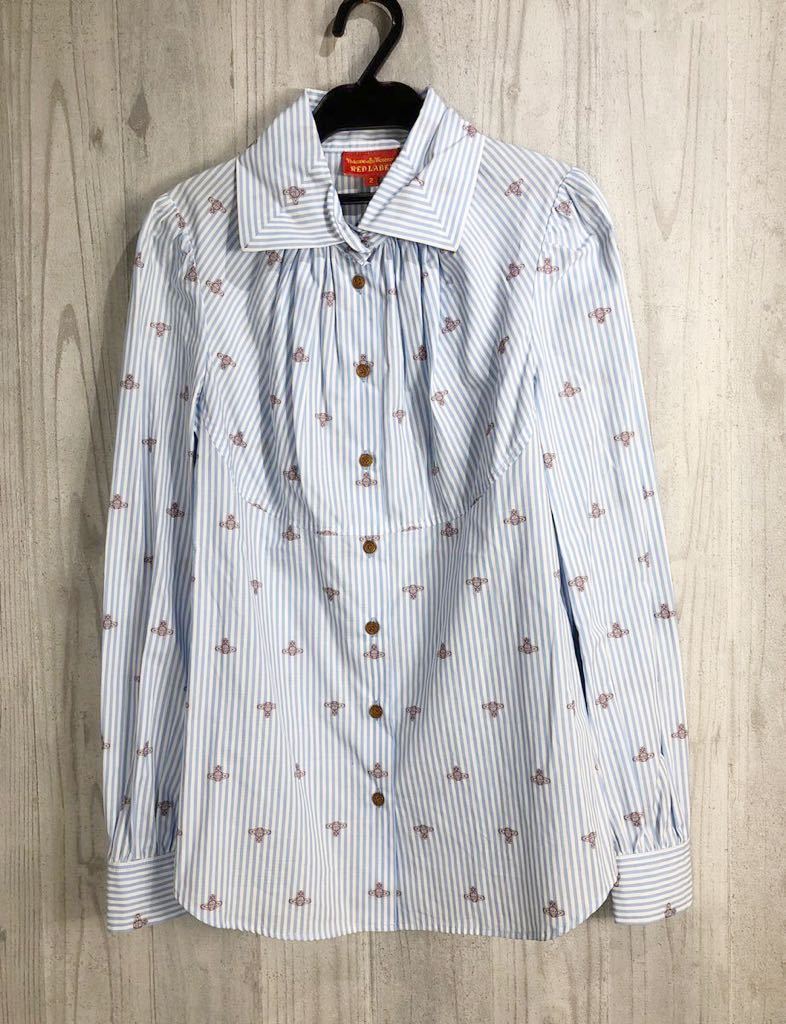 (G) VIVIENNE WESTWOOD Red Label ヴィヴィアンウエストウッド　レディース　ライトブルー　総柄　長袖シャツ トップス　2表記
