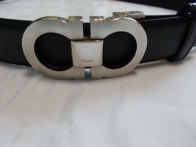 ベルト フェラガモ Ferragamo シルバー Salvatore ダブルガンチーニ