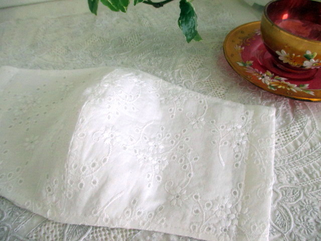 マスクカバー　コットンレースとダブルガーゼ　ＰⅠ_1