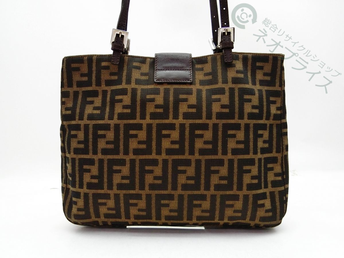 FENDI ◇Z6580 FENDI フェンディ ズッカ柄 キャンバス レザー トート 