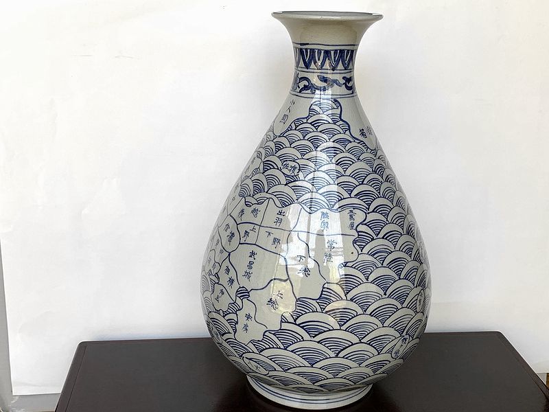 古伊万里 有田焼 古地図 日本 天保年製 花瓶 花器 40cm 骨董 古美術の 