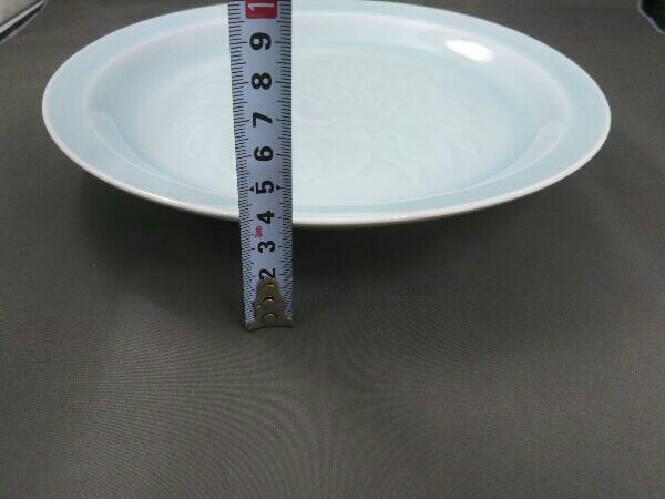 美品 未使用品 青白磁 牡丹大皿 快山窯 木箱入り 【公式通販】