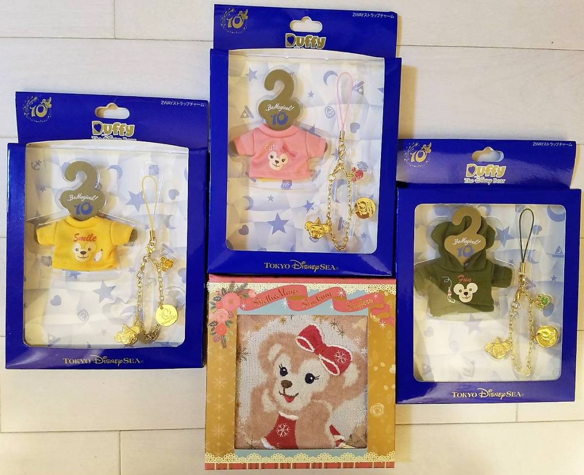 新品　未使用　Disney　ディズニー　シー 　ダッフィー/シェリーメイ　 2WAYストラップチャーム 　ミニタオル　色々まとめて　４点_1