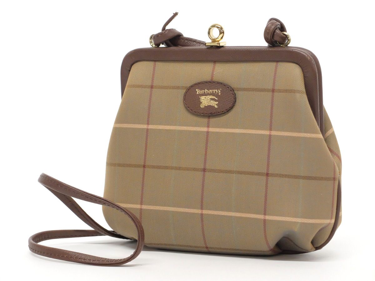 期間限定 美品【BURBERRバーバリー】メガチェック ロゴ がま口 