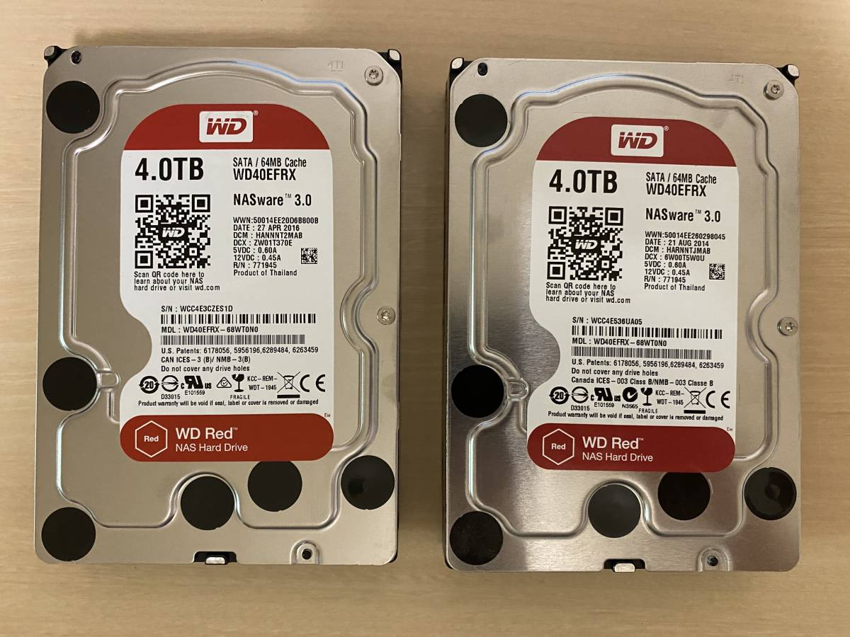 Western Digital(WD) HDD RED 4TB x 2 Western Digital Red NAS Drive