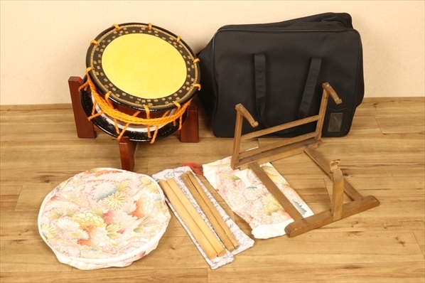 附締太鼓 和太鼓 バチ 撥 一式セット 台付 和楽器 打楽器 ケース付