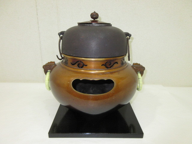 HOT，大得価 I-133 玉川堂 紫金色 鎚起銅器 茶筒 共箱 煎茶道具 銅鎚目