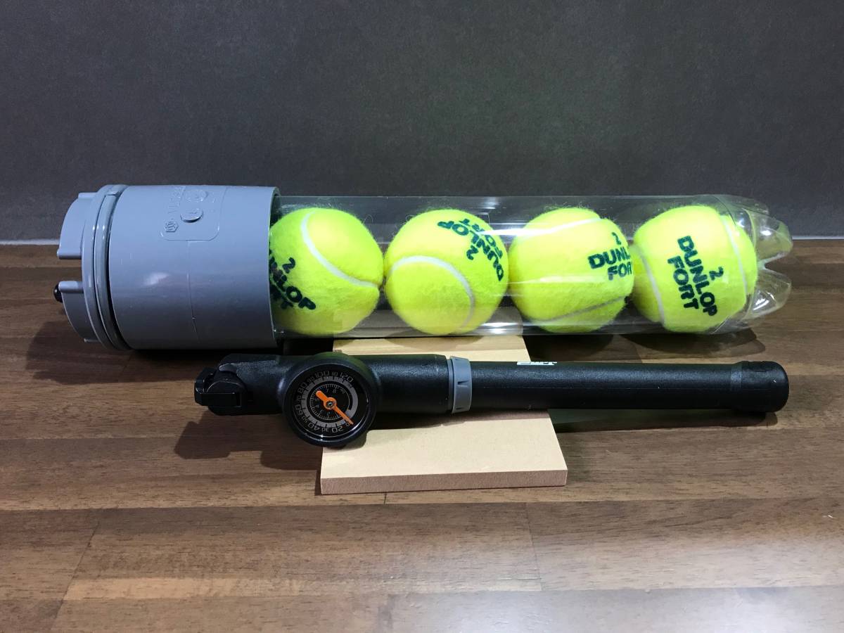 赤字超特価，人気 硬式テニスボール保管ケース 径６５mmサイズ +携帯空気入れ ボール使用後ケース内を加圧して保管すれば Newボールの硬さが維持されます(硬式用)｜売買されたオークション情報、yahooの商品 硬式用