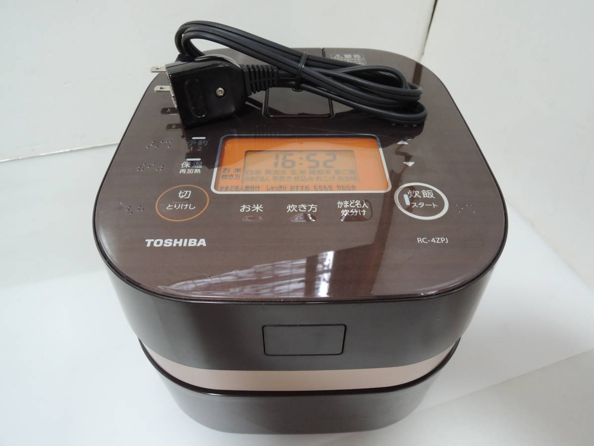 TOSHIBA 東芝 RC-4ZPJＩＨジャー炊飯器 備長炭かまど本羽釜 グランブラウン ２．５合炊き_1