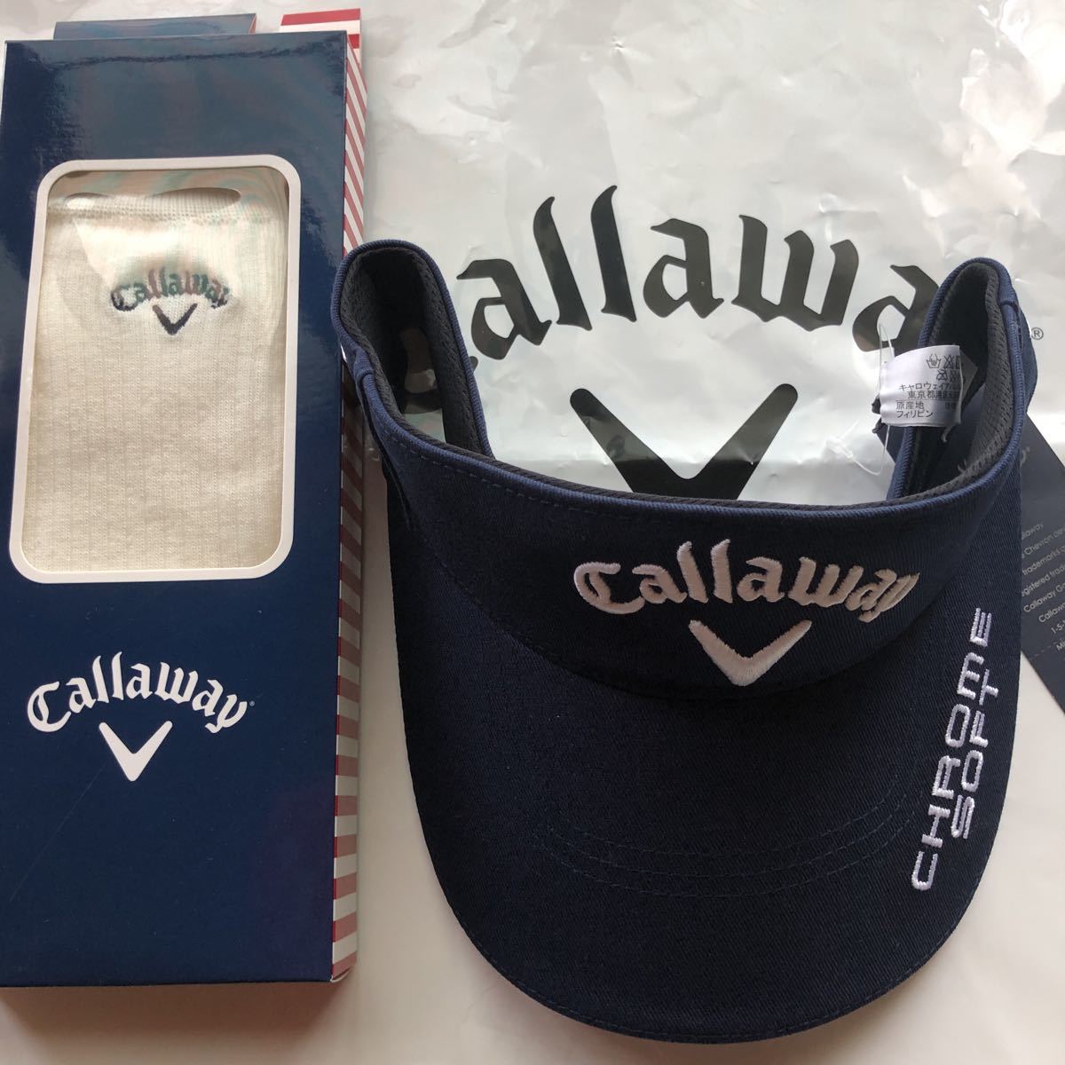 格安，最新作 Callaway/キャロウェイアパレルゴルフ/メンズツアーサンバイザー ネイビー ＆抗菌防臭ソックス2点セット(キャロウェイ)｜売買されたオークション情報、yahooの商品情報をアーカイブ公開 - オ サンバイザー