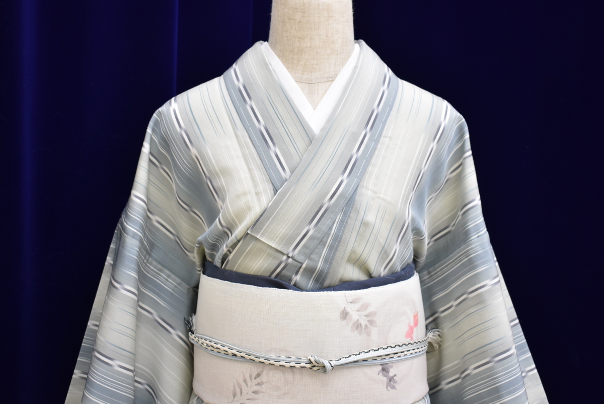 名古屋帯 松葉仕立て 夏帯 麻 帯 着物 八寸名古屋帯 枝花 組紐
