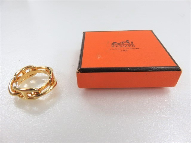 1円～美品 エルメス HERMES シェーヌダンクル スカーフリング ゴールド 