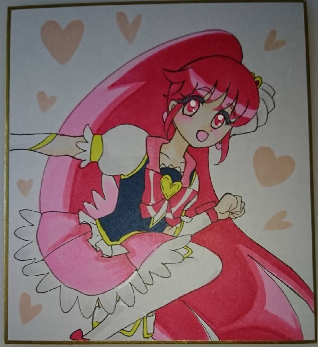 手描き同人イラスト06 51 ハピネスチャージプリキュア キュアラブリー 愛乃めぐみ ミニ色紙 手描きイラスト 売買されたオークション情報 Yahooの商品情報をアーカイブ公開 オークファン Aucfan Com