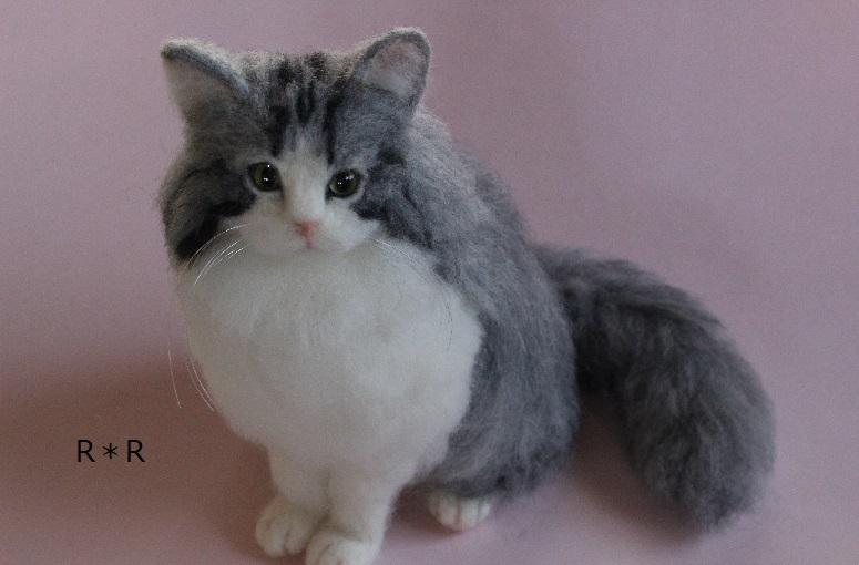 R＊R 羊毛フェルト 猫 ノルウェージャン フォレストキャット 長毛種