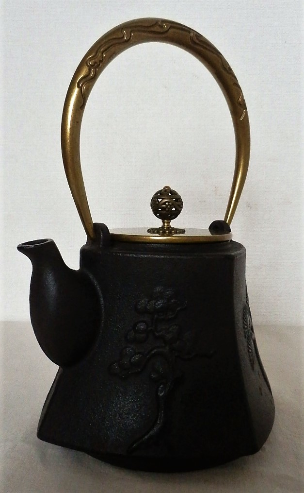 値下げ茶道具　鉄瓶　美品 鉄瓶 銅蓋 茶道具 龍文堂造 骨董 アンティーク 正寿堂 煎茶道具 | 松透かし