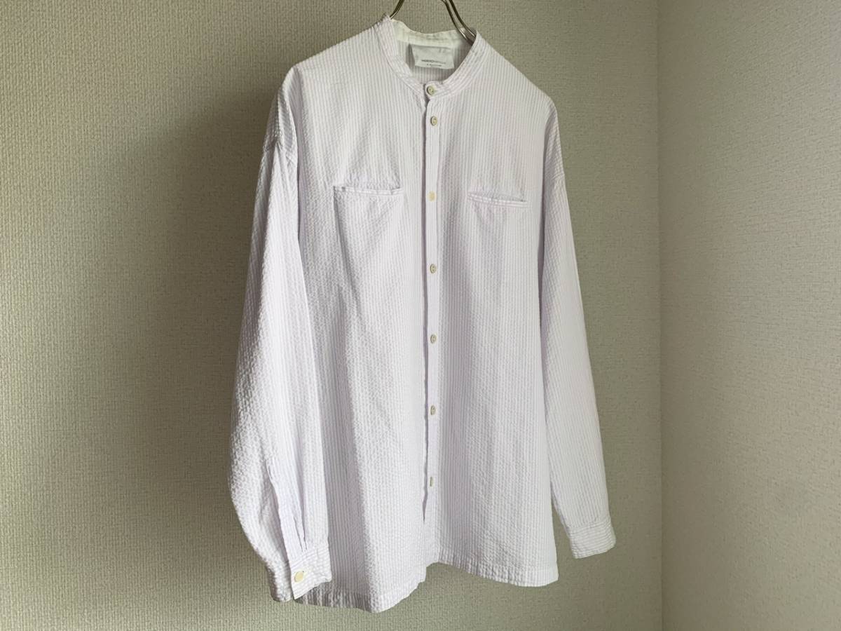 【HOT，2025】 cherevichkiotvichki ライラックカラーストライプ シアサッカーシャツ atelier103(Mサイズ)｜売買されたオークション情報、yahooの商品情報をアーカイブ公開 - オークファン 長袖シャツ一般