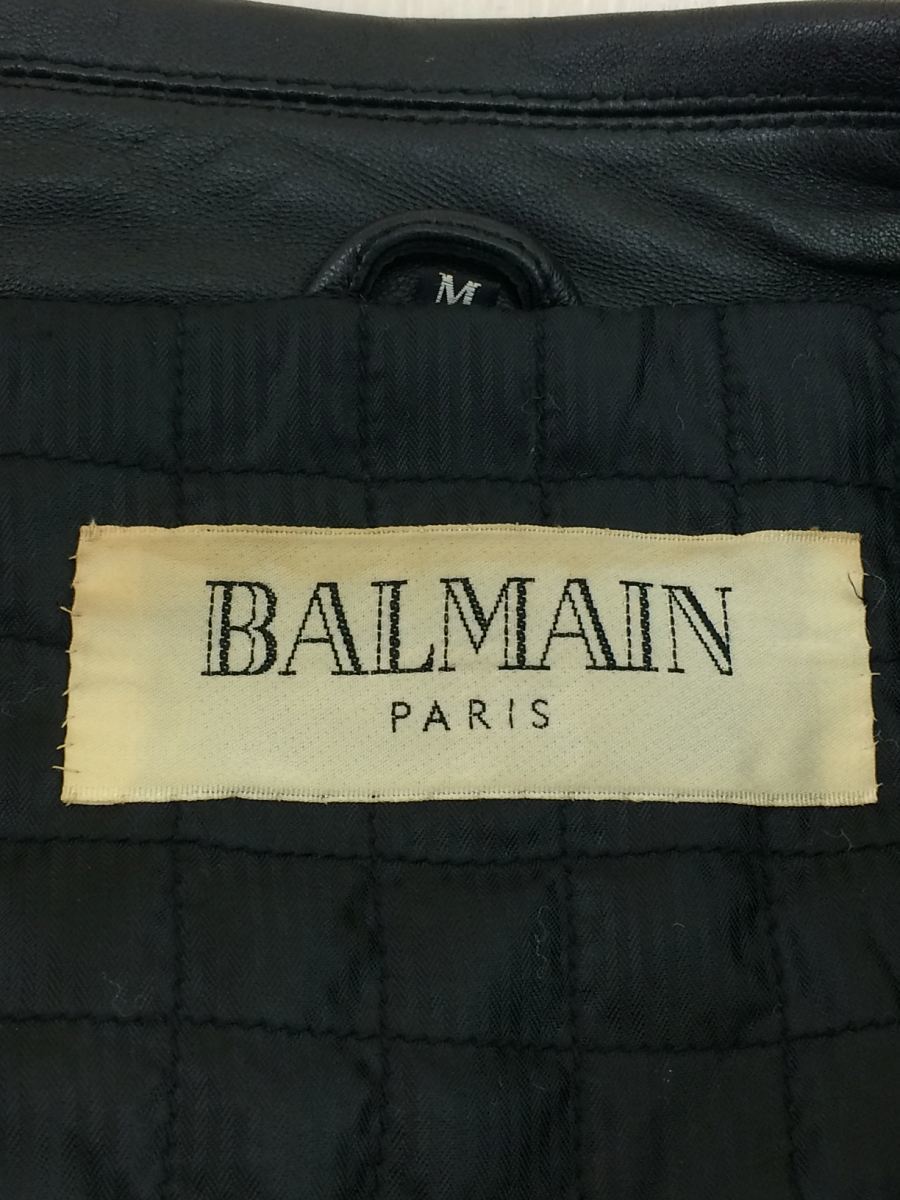 BALMAIN◇レザージャケット/ブルゾン/革ジャン/M/羊革/ラムレザー