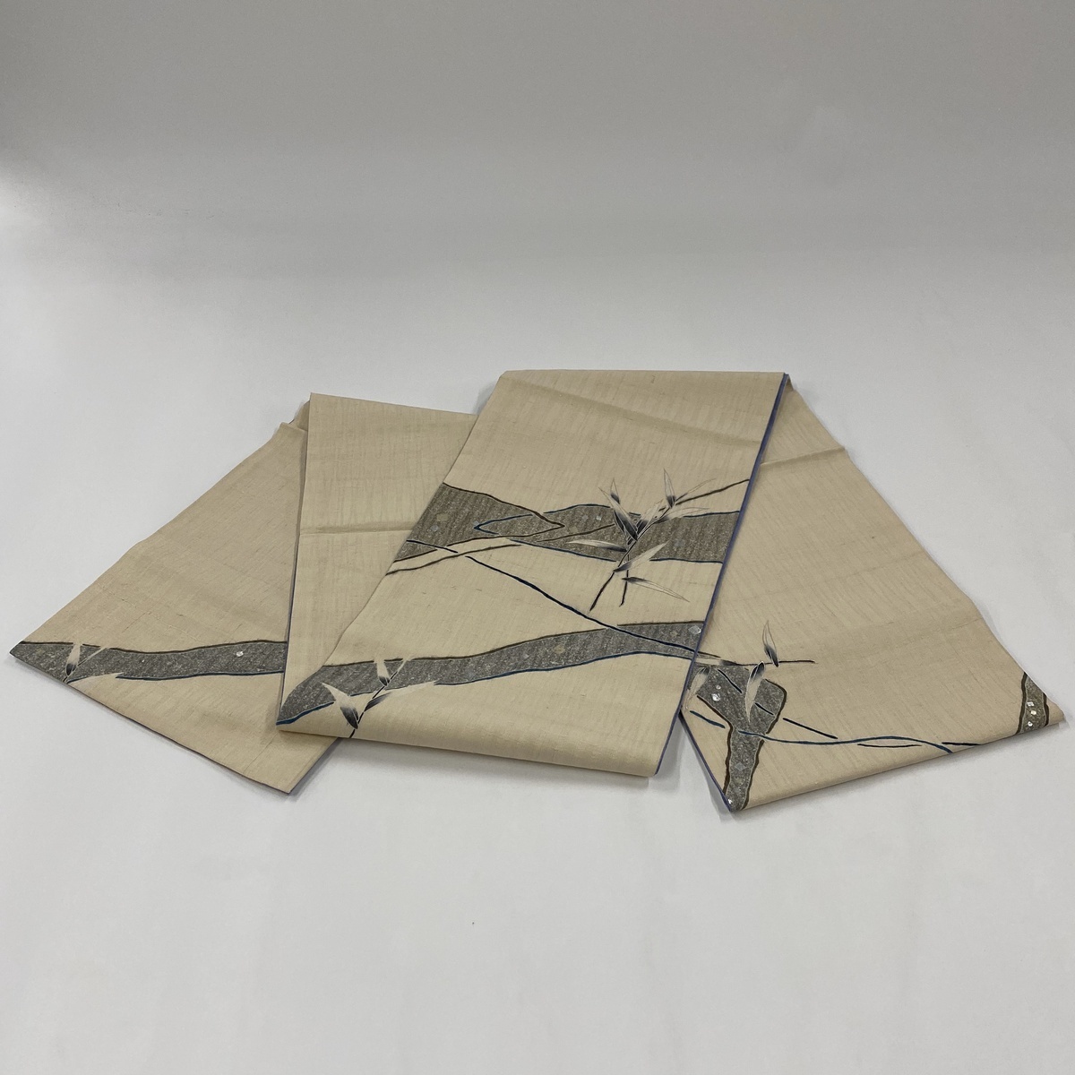 袋帯 お太鼓柄 箔 名品 正絹 銀彩 正絹｜中古 秀品 葉と実