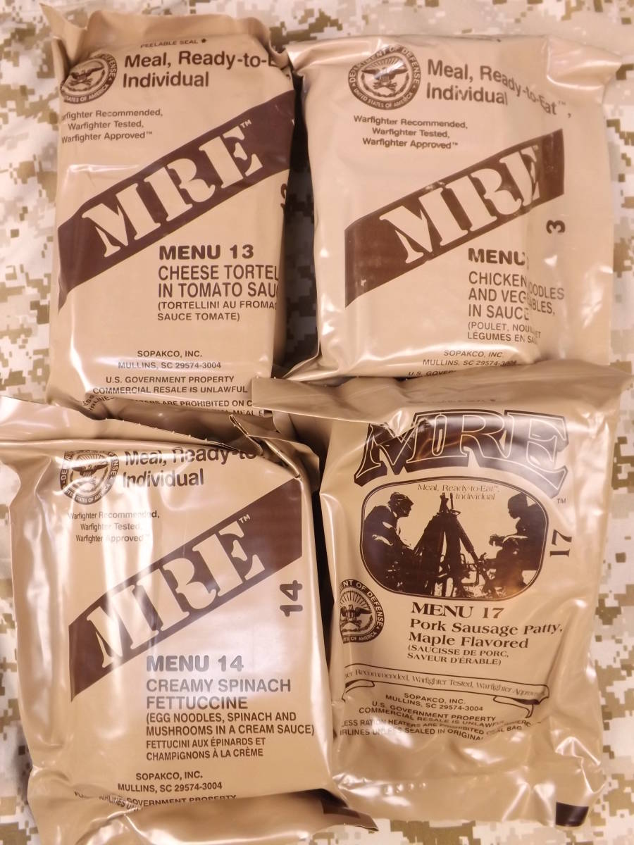MRE 2025年検品 4個セット MENU 戦闘糧食 米軍 0 MREレーション 1