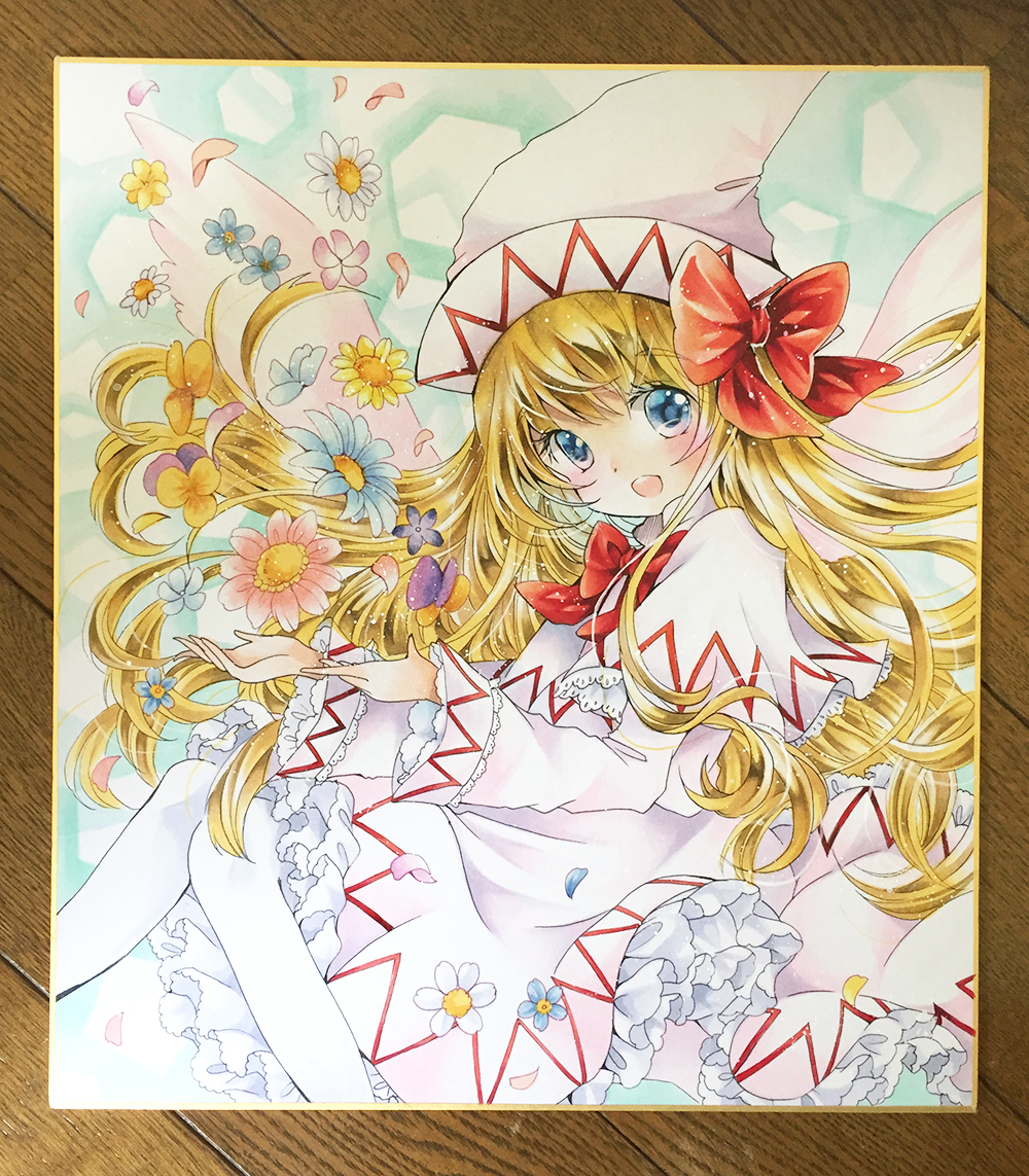 同人　手描きイラスト　東方Project リリーホワイト 色紙 □同人手描きイラスト 東方Project リリー・ホワイト コピック 色紙