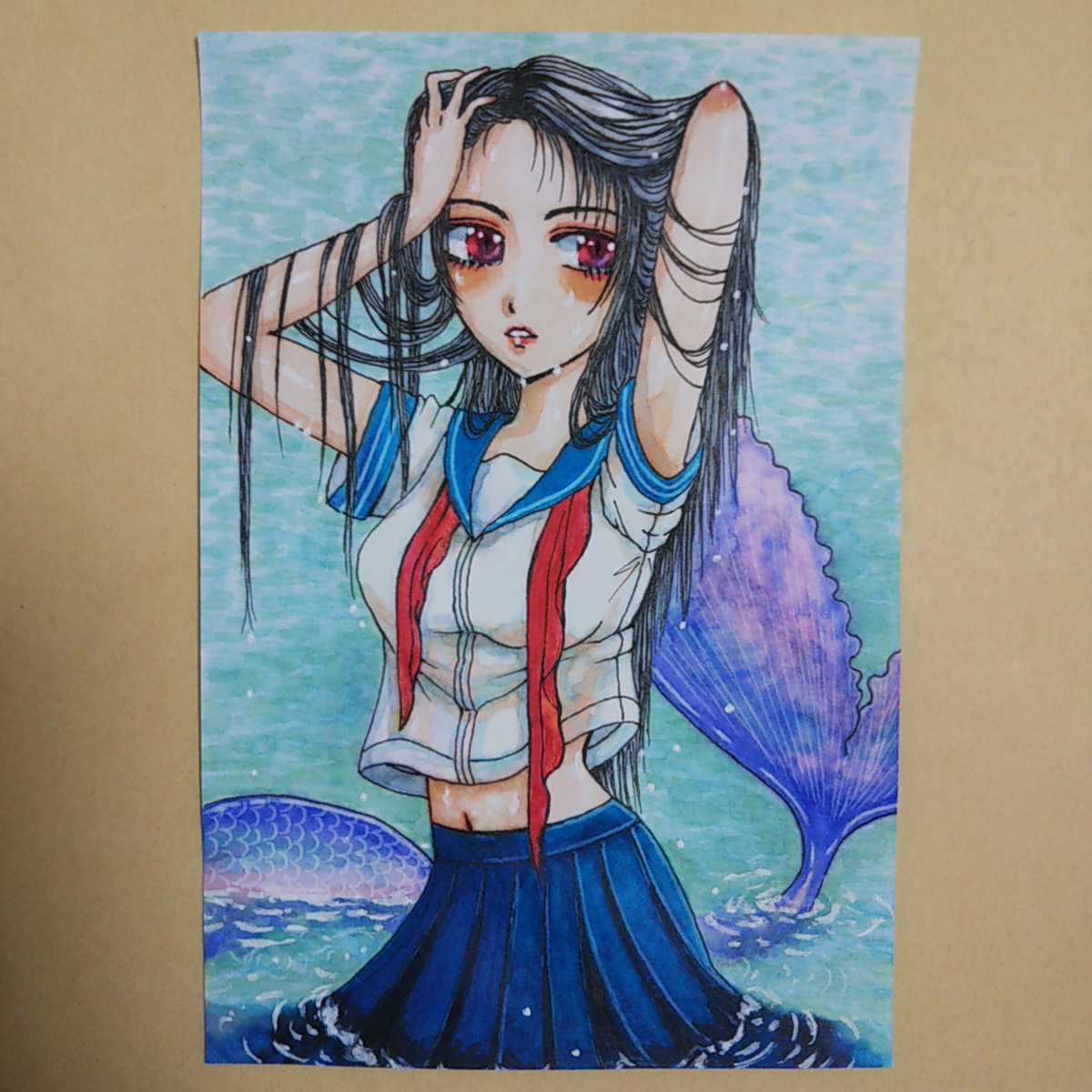 手描き自作創作イラスト オリジナル 原画一点もの アナログ ハガキ