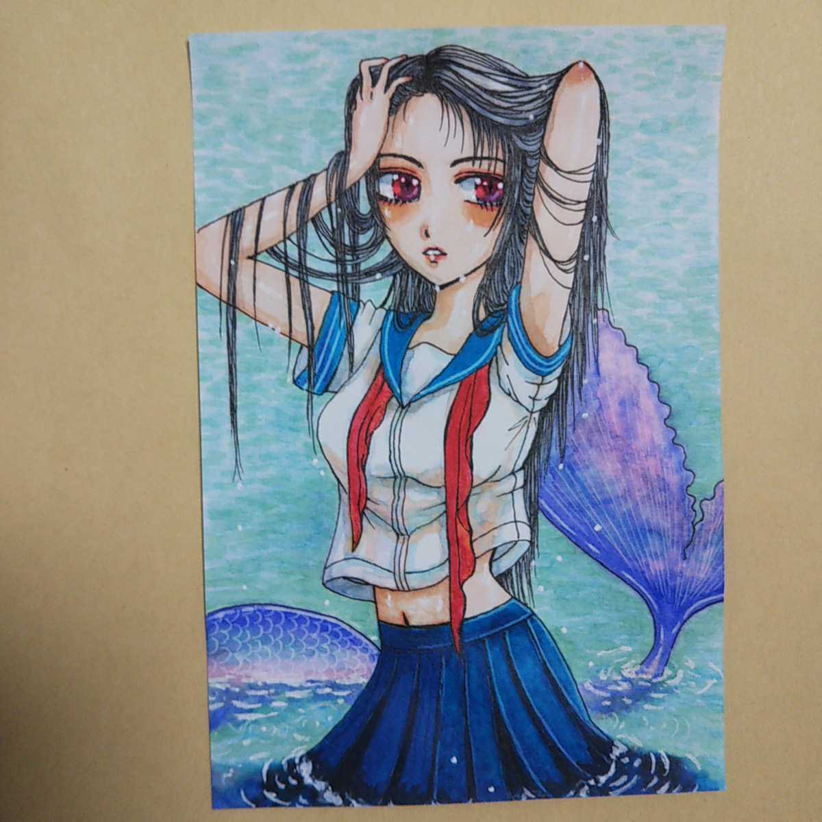 手描き自作創作イラスト オリジナル 原画一点もの アナログ ハガキ