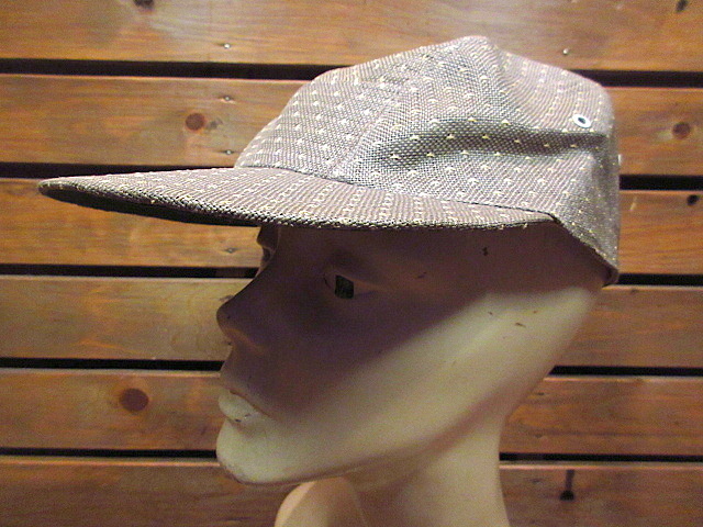 ビンテージ-60’s●クロス柄フィッシングキャップ●200731n3-m-cp-bb釣りアウトドア古着メンズUSA帽子