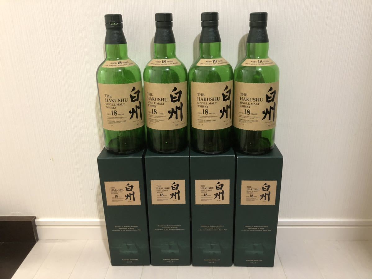空瓶・箱のみ】サントリー 白州18年 空瓶 空箱 4本セット (カートン、