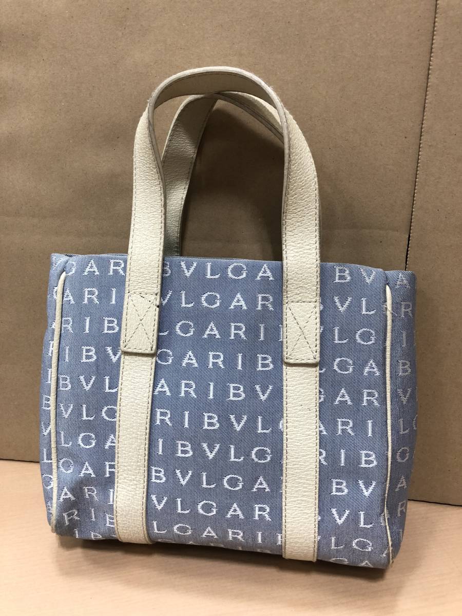 中古 ブルガリ ハンドバッグ ミニトートバッグ ロゴマニア ホワイト  