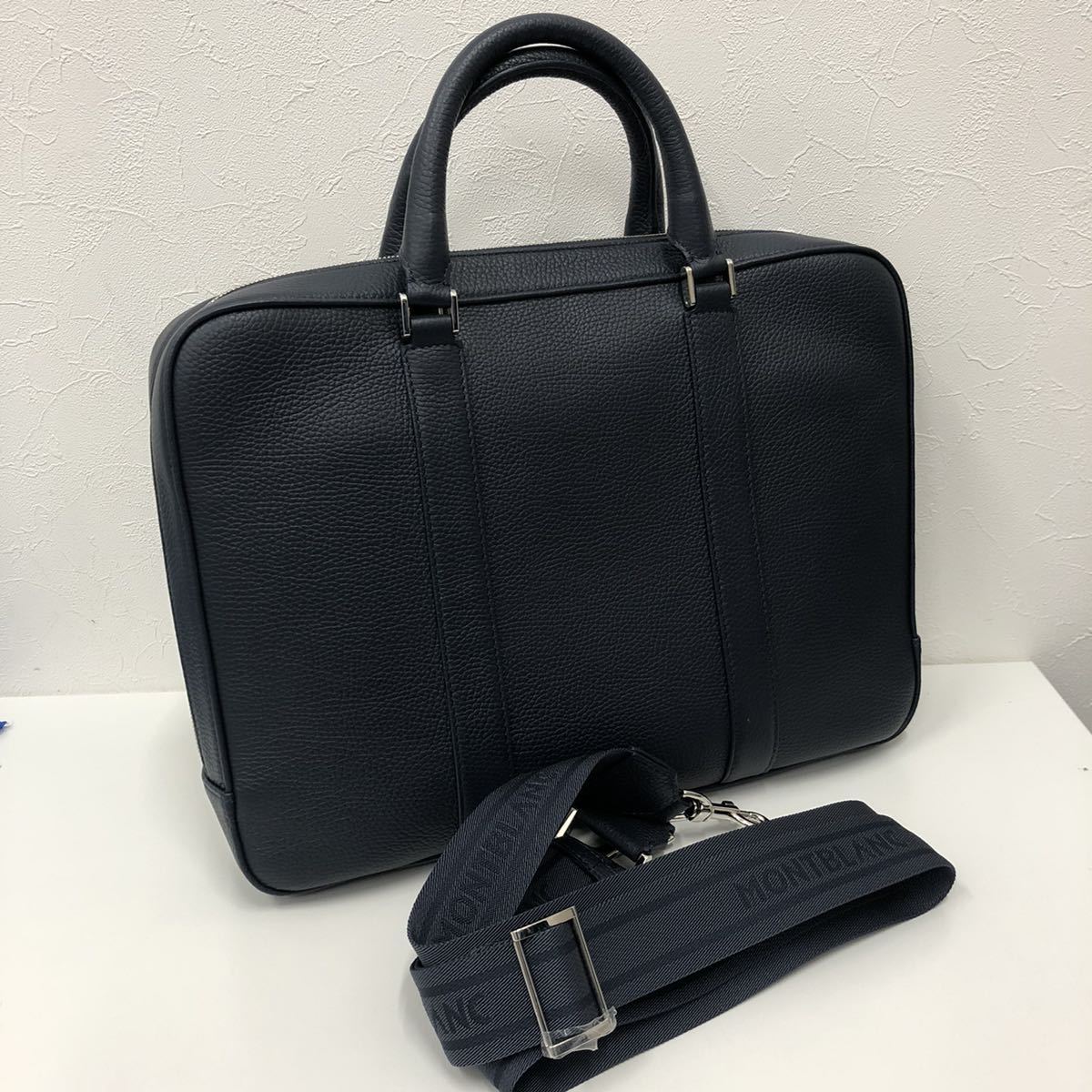 美品 MONTBLANC モンブラン ブリーフケース ビジネスバッグ 紺