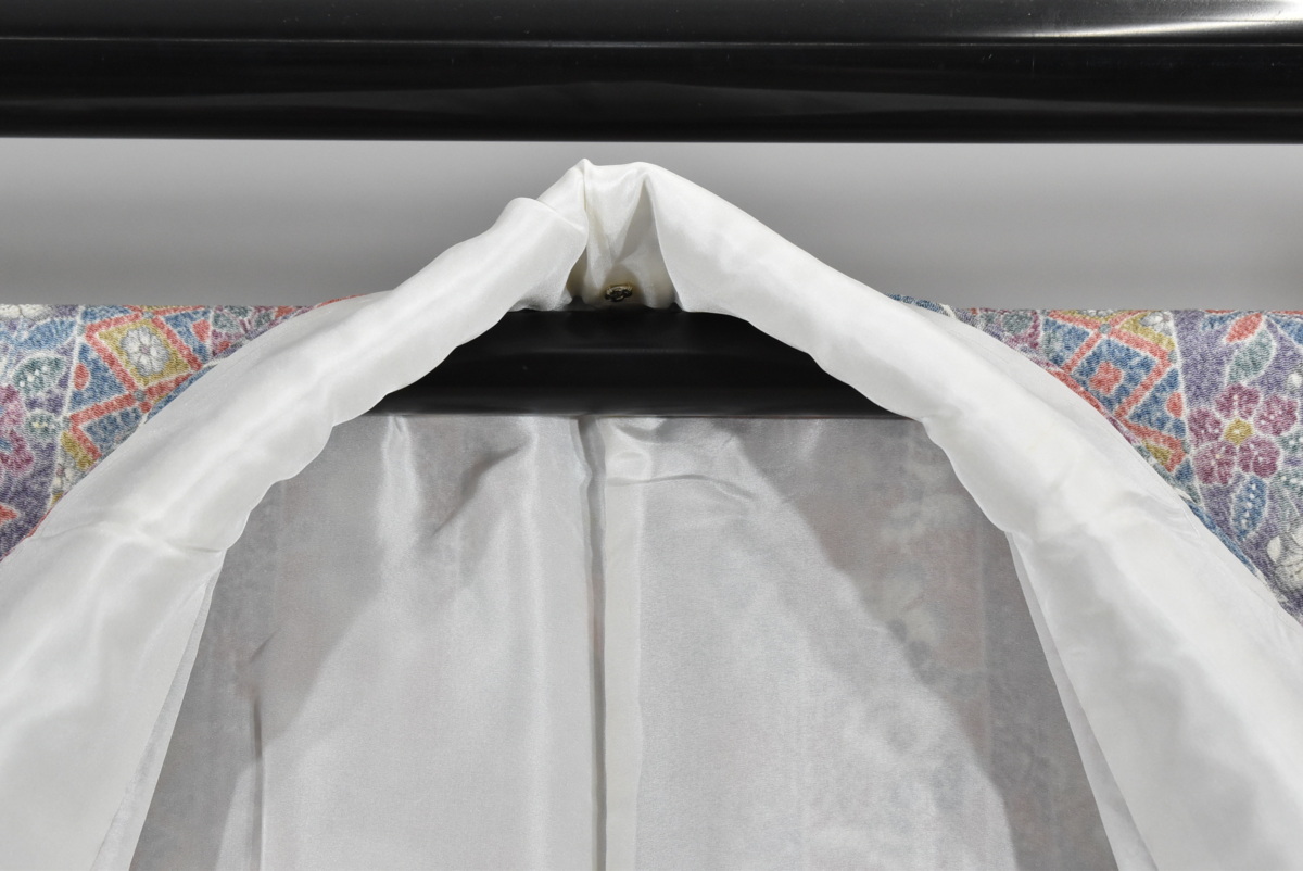 【桜庭呉服店】着物 小紋 縞模様 縞帳 花 辻の花 唐草文 名古屋帯セット 可愛い 身丈152.2ｃｍ 裄丈61ｃｍ by 辻が花小紋と名古屋帯4点セット742の通販 こなじろう.\u0027s セット 2点 夏付下小紋（茶屋辻小袖&frasl;藍に鼈甲色・波筬絽生紬地）多ち花