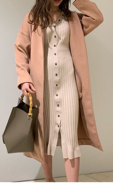 超新作 ニットコンビフロントボタンワンピース ベージュ ワンピース ドレス Yourstrulyyinka Com
