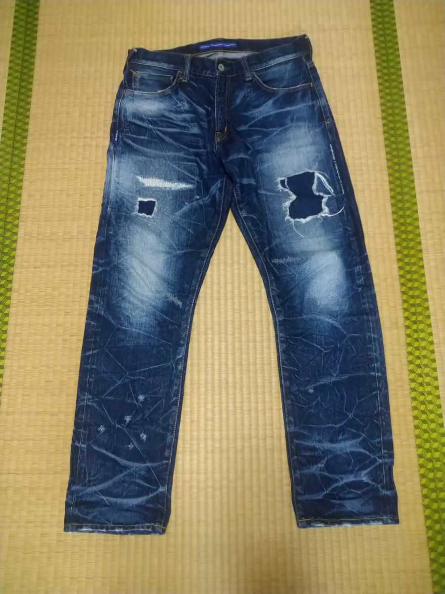 denim by vanquish ＆ fragment ダメージ加工デニム パンツ 32 VFP1038 