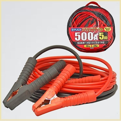 ☆★TVで話題★☆新品☆未使用★ 5ｍ ブースターケーブル O-D0 日本語説明 付き 500A 大容量 極太 自動車 バイク 使い方簡単_1