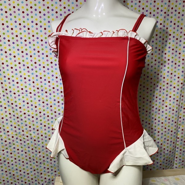 Mz1 赤スクール水着に白ライン可愛いフリルのヒラヒラが付いたロリセクシージュニア水着 肩紐取外し可能 大きめ Sw6 状態s 160 155cm 以上 売買されたオークション情報 Yahooの商品情報をアーカイブ公開 オークファン Aucfan Com