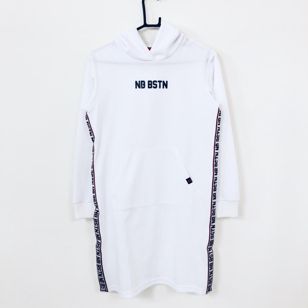 New Balance ニューバランスゴルフ パーカーワンピース 白×レッド 2018年 サイドライン メッシュポケット レディース 1[M] ゴルフウェア