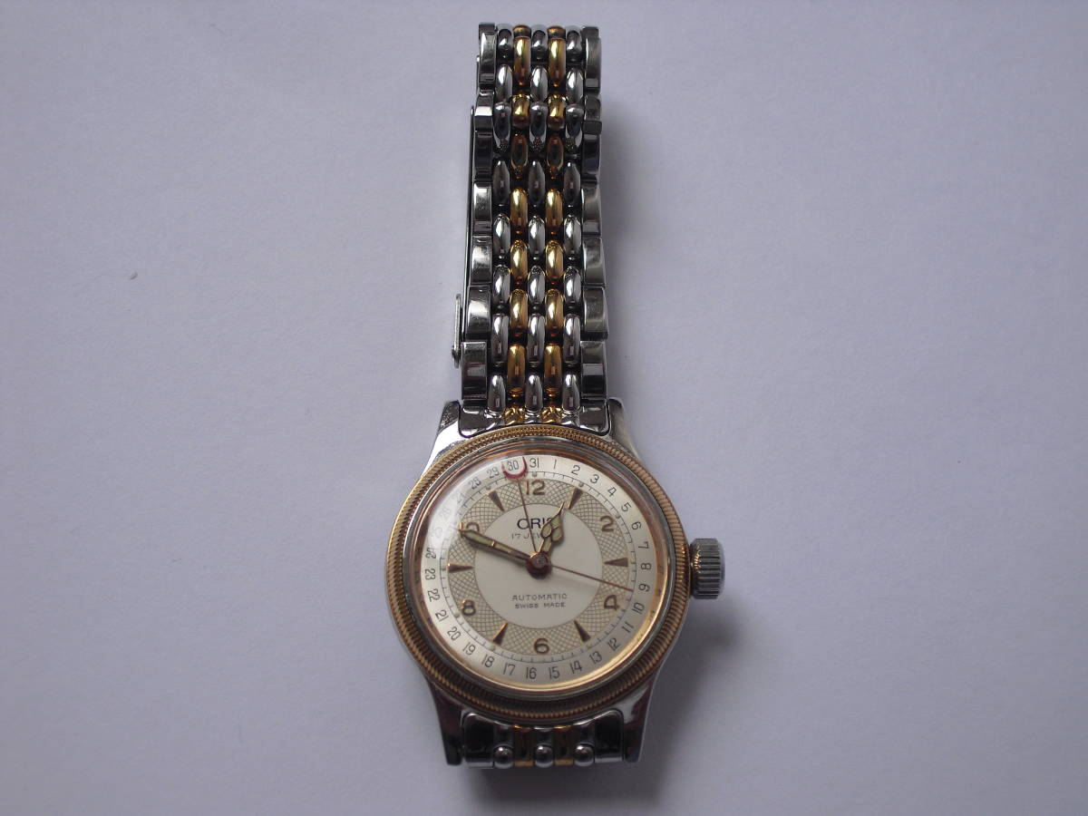 1980s ORIS ポインターデイト 手巻き時計 ヴィンテージ 箱付き ORIS】ポインターデイト 7400B 自動巻/メンズ/裏スケルトン