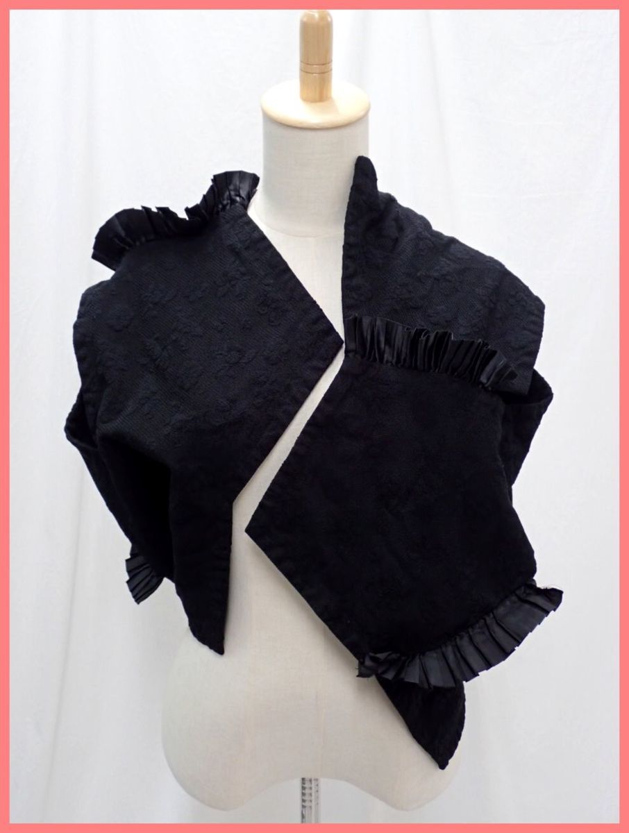 【送料無料，正規品】 COMME des GARCONS/コムデギャルソン 変形 ノースリーブジャケット レディースS/ブラック/花柄ジャガード/フリル/AD2008#1544200011(ジャケット、ブレザー)｜売買されたオークション情報、yahooの商品 女性用