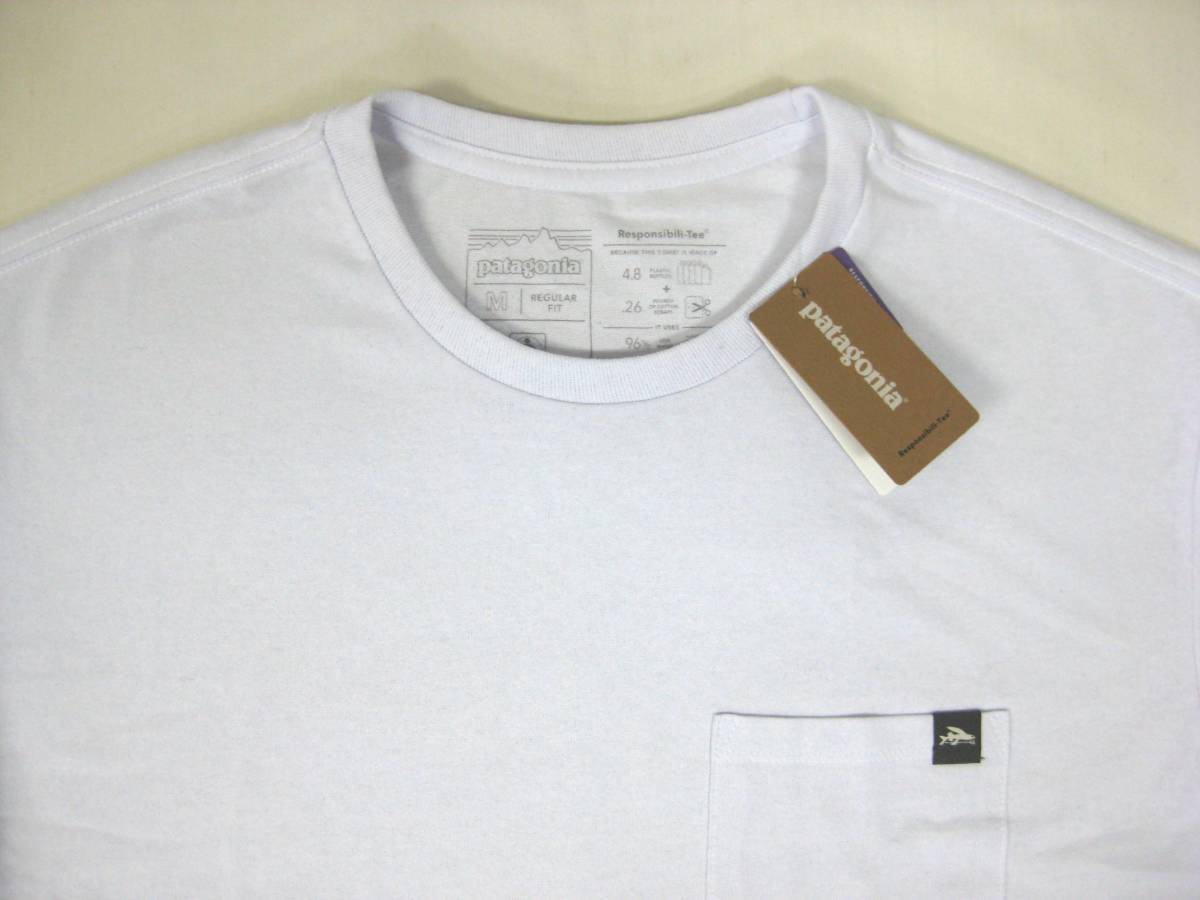 パタゴニア新品☆メンズ フライングフィッシュ ラベル ポケット レスポンシビリティー ( WHI / M